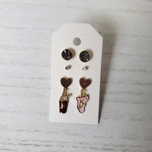 3 sets  earring dangle and stud